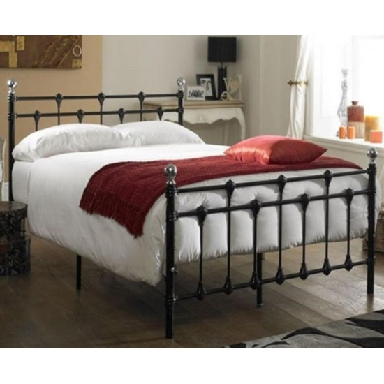 Hawthorn Traditional Black Metal Bed with Chrome Finials  | Metal Beds (by Bedz4u.co.uk)