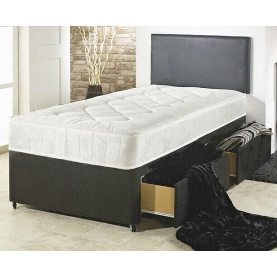 Monarch Beds Cambridge soft deep quilted damask divan set mattress with black base