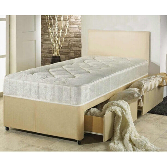 Monarch Beds Cambridge soft deep quilted damask divan set mattress with cream base