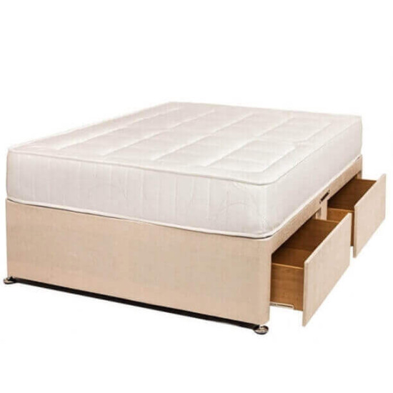 Monarch Beds Cosiflex soft medium damask panelled divan set mattress with cream base