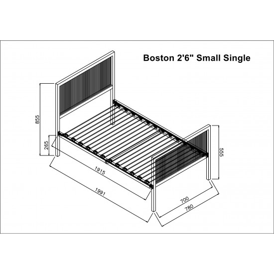 Boston Single Black Modern Metal Bed | Single Beds (by Bedz4u.co.uk)