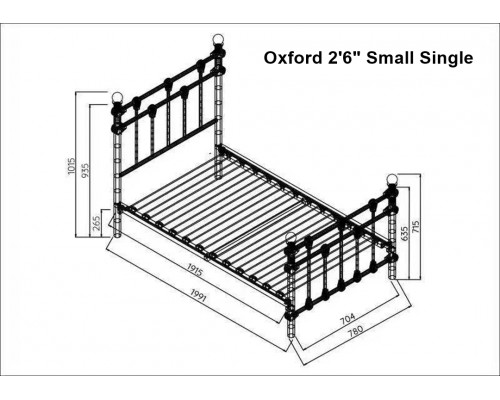 Oxford Traditional Single Black Metal Bed with Chrome Finials