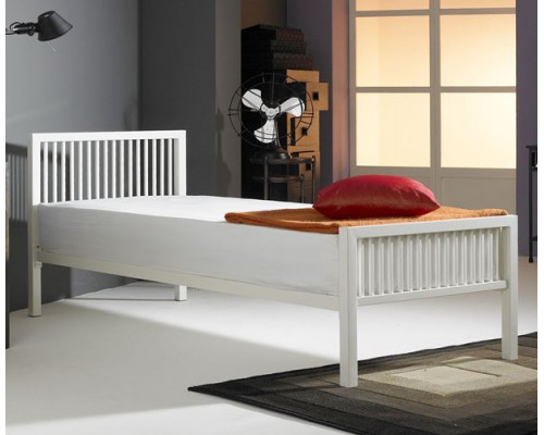 Boston Single Ivory White Modern Metal Bed
