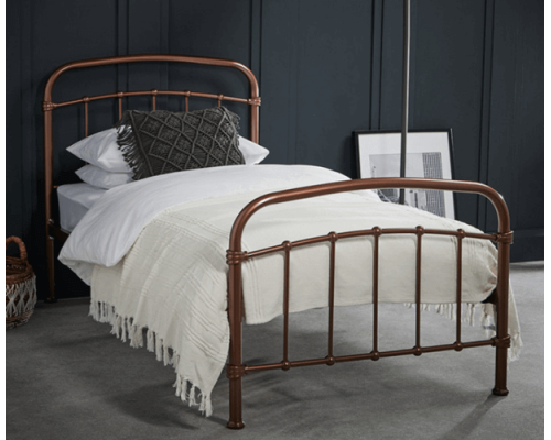 Halston Single Copper Effect Metal Bed by LPD