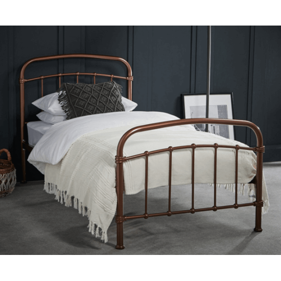 Halston Single Copper Effect Metal Bed by LPD | Single Beds (by Bedz4u.co.uk)