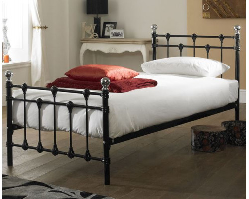 Oxford/Atlas Traditional Black Metal Bed with Chrome Finials