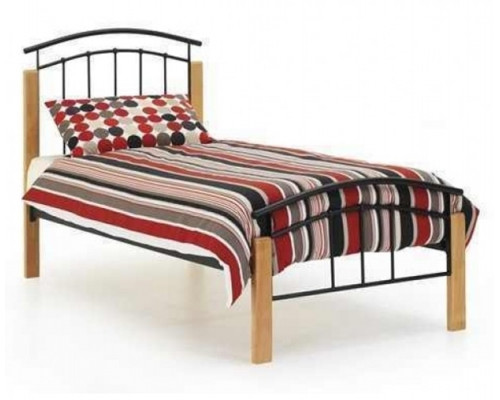 Tetras Single Beech and Black Metal Bed by Time Living
