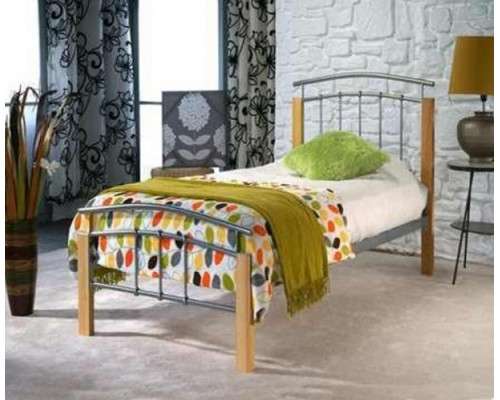 Tetras Single Beech and Silver Metal Bed by Time Living