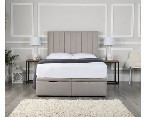 Laila Ottoman Storage Bed with Vertical Pannelled Headboard 