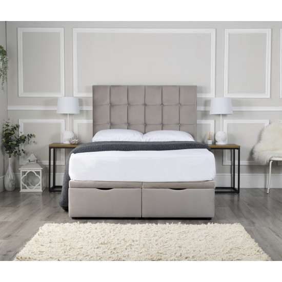Rome Ottoman Storage Bed with a Cubed Hand Tufted Headboard | Storage Beds (by Bedz4u.co.uk)