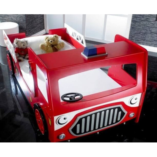 Kids' novelty red fire engine bed for a themed bedroom