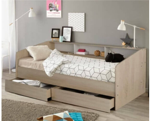 Newport Light Oak Cabin Bed with Storage Drawers and Bookshelf