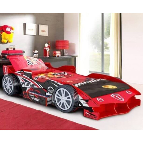 The Artisan Bed Company Red Speed Racer novelty bed for kids with under-bed storage drawer