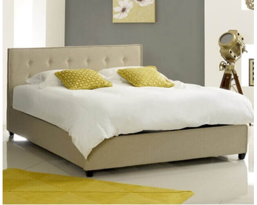 Annabelle Stone Modern Fabric Upholstered Button Bed