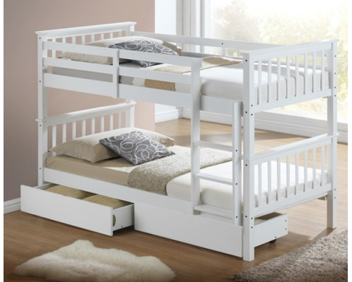 Calder White Bunk Bed with Storage Drawers by Artisan 