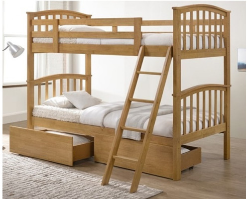 Oak Bunk Bed with Storage Drawers by Artisan Bed Company