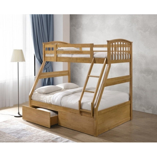 Oak Triple Sleeper Bunk with Storage Drawers by Artisan | Bunk Beds (by Bedz4u.co.uk)