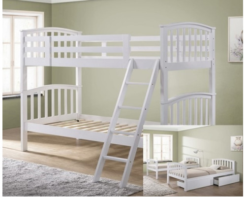 White Bunk Bed with Storage Drawers by Artisan Bed Company