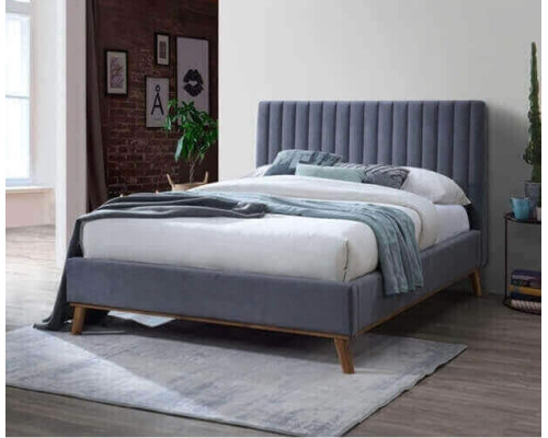 Albany Dark Grey Fabric Bed with Wooden Frame