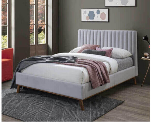 Albany Light Grey Fabric Bed with Wooden Frame
