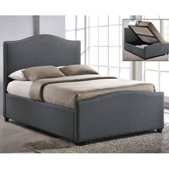 Time Living Brunswick grey fabric ottoman bed frame with contoured headboard