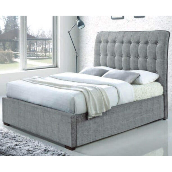 Hamilton Light Grey Fabric Upholstered Bed Frame Time Living Hamilton light grey fabric bed frame with tufted headboard