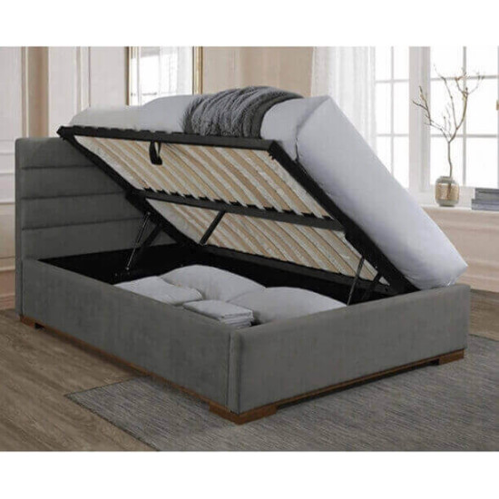 Time Living Mayfair light grey fabric side opening ottoman bed frame