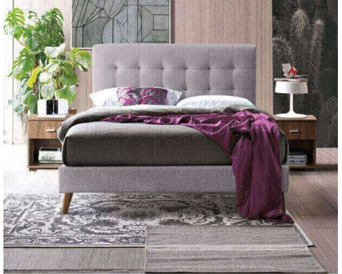 Novara Light Grey Upholstered Fabric Bed