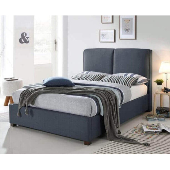 Modern Oakland Dark Grey Fabric Bed Frame Time Living Oakland dark grey fabric bed frame with two panel plain headboard