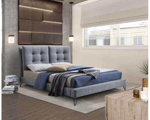 Tuscany Light Grey Upholstered Fabric Bed by Time Living