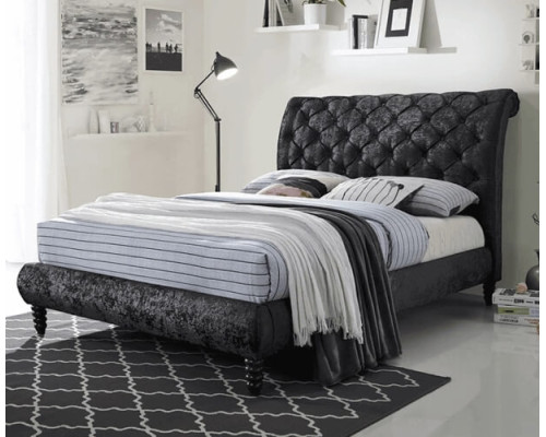 Venice Black Crushed Velvet Bed by Time Living