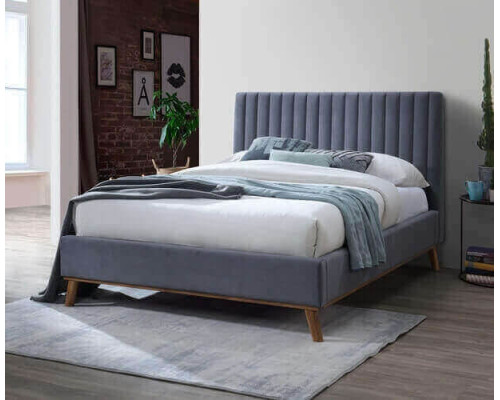 Albany Dark Grey Fabric Bed with Wooden Frame