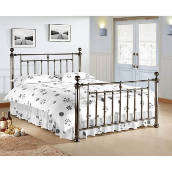 Time Living Alexander black nickel traditional metal bed frame with ball top finials