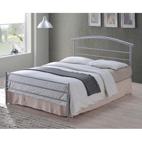 Time Living Brennington silver metal bed frame with curved headboard