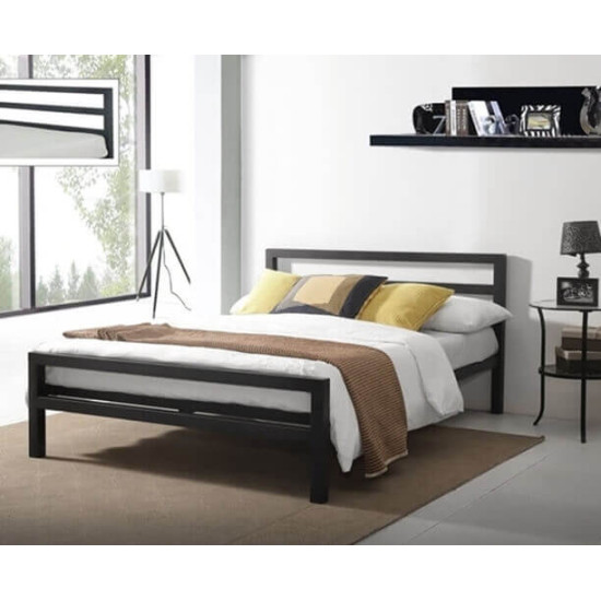 Contemporary Black Metal Bed Frame with Minimalist Style Time Living City Block black heavy duty metal bed frame