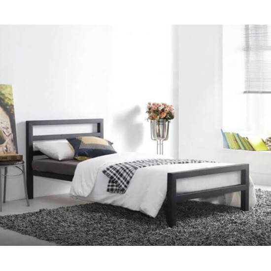 Time Living City Block black single heavy duty metal bed frame
