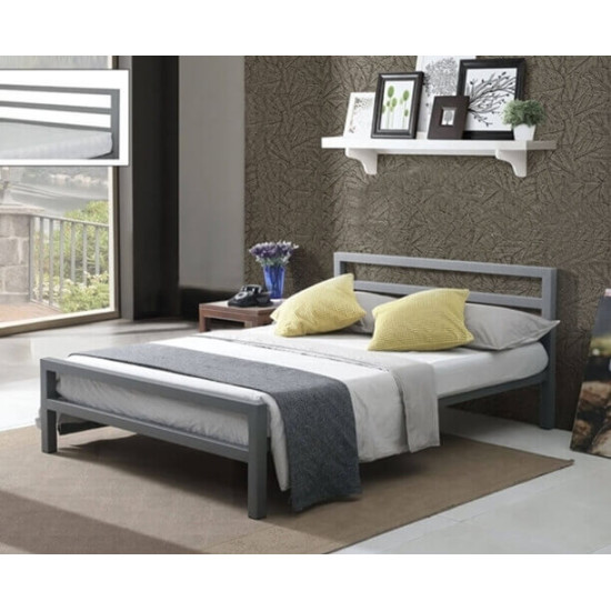 Time Living City Block grey heavy duty metal bed frame