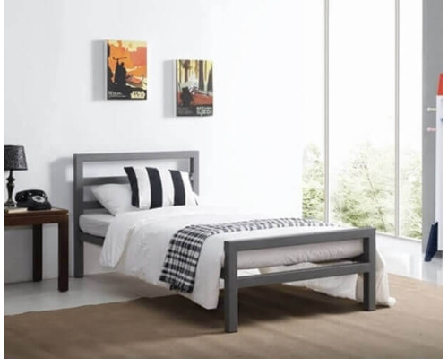 City Block Grey Modern Metal Bed Frame by Time Living