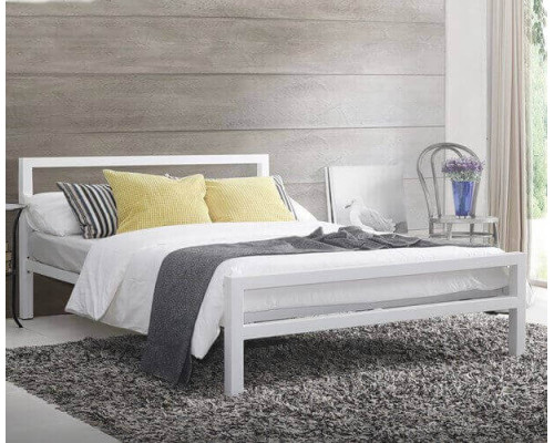City Block White Modern Metal Bed Frame by Time Living