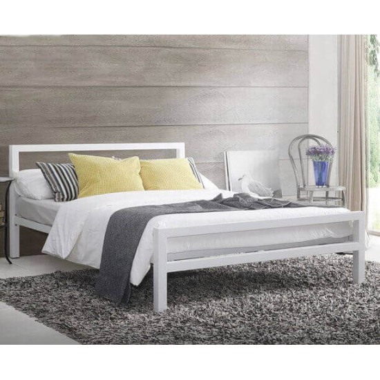 City Block White Modern Metal Bed Frame by Time Living | Metal Beds (by Bedz4u.co.uk) Time Living City Block white heavy duty metal bed frame