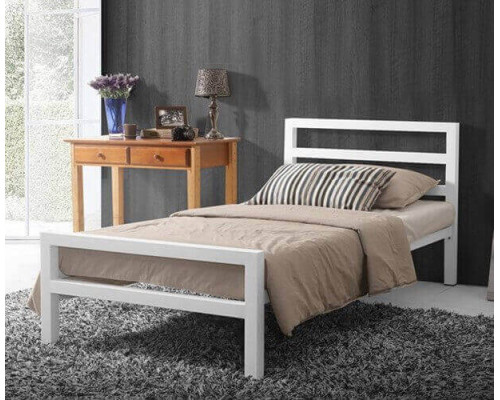 City Block White Single Modern Metal Bed Frame by Time Living City Block White Single Modern Metal Bed Frame by Time Living