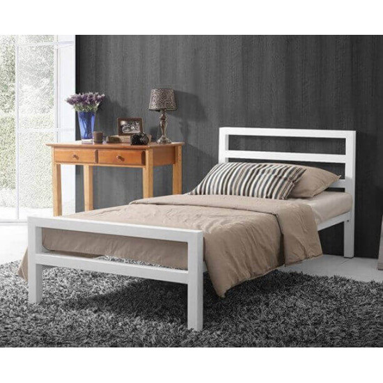 City Block White Modern Metal Bed Frame by Time Living | Metal Beds (by Bedz4u.co.uk) Time Living City Block white heavy duty metal bed frame