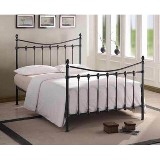 Time Living Florida black Victorian metal bed frame with curved headboard and footboard