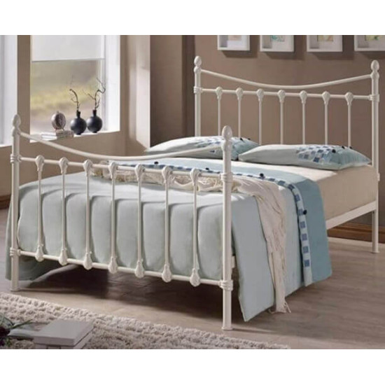 Time Living Florida ivory Victorian metal bed frame with curved headboard and footboard