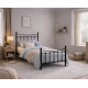 Time Living Florida black metal bed frame with elegant curved headboard and matching footboard