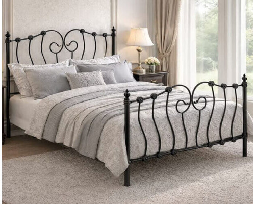 Inova Black Ornate Victorian Metal Bed Frame