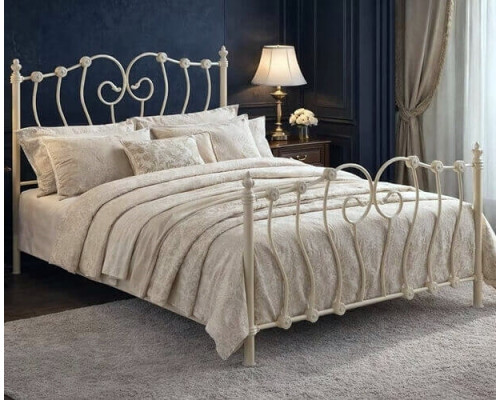 Inova Ivory Ornate Victorian Metal Bed Frame