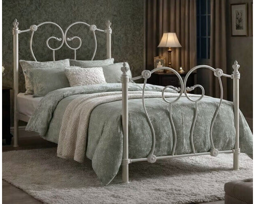 Inova Ivory Ornate Victorian Single Metal Bed Frame Inova Ivory Ornate Victorian Single Metal Bed Frame