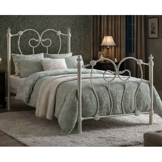 Time Living Inova ivory single ornate Victorian metal bed frame with decorative detailing