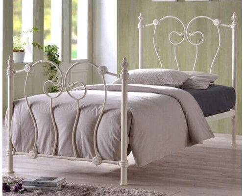 Inova Ivory Ornate Victorian Single Metal Bed Frame